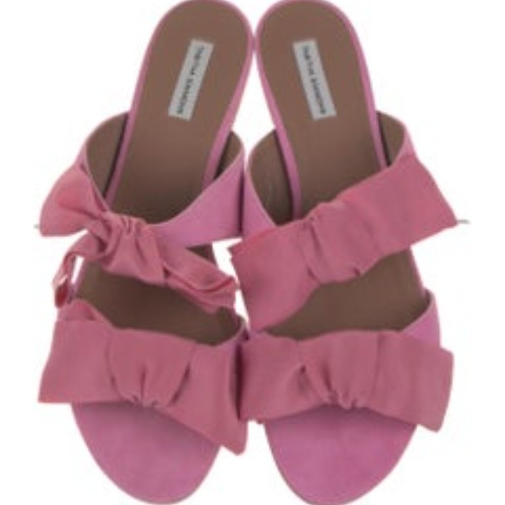 TABITHA SIMMONS Suede Bow Accents Slides Size: IT 40 NEW